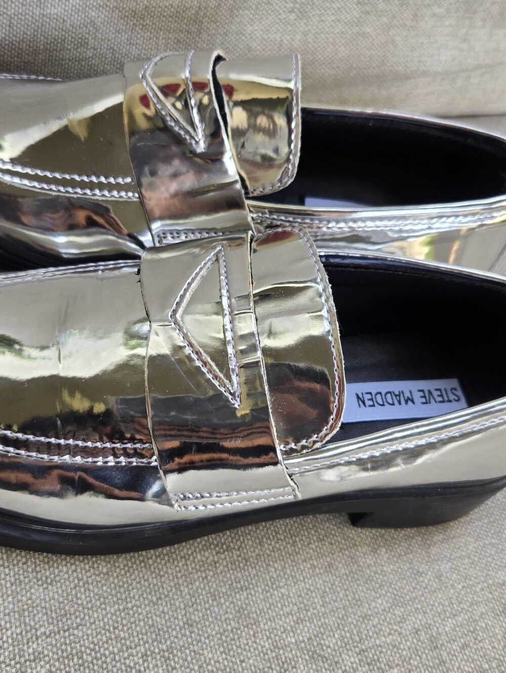 Steve Madden Silver Metallic Penny Loafers - Picture 3 of 10